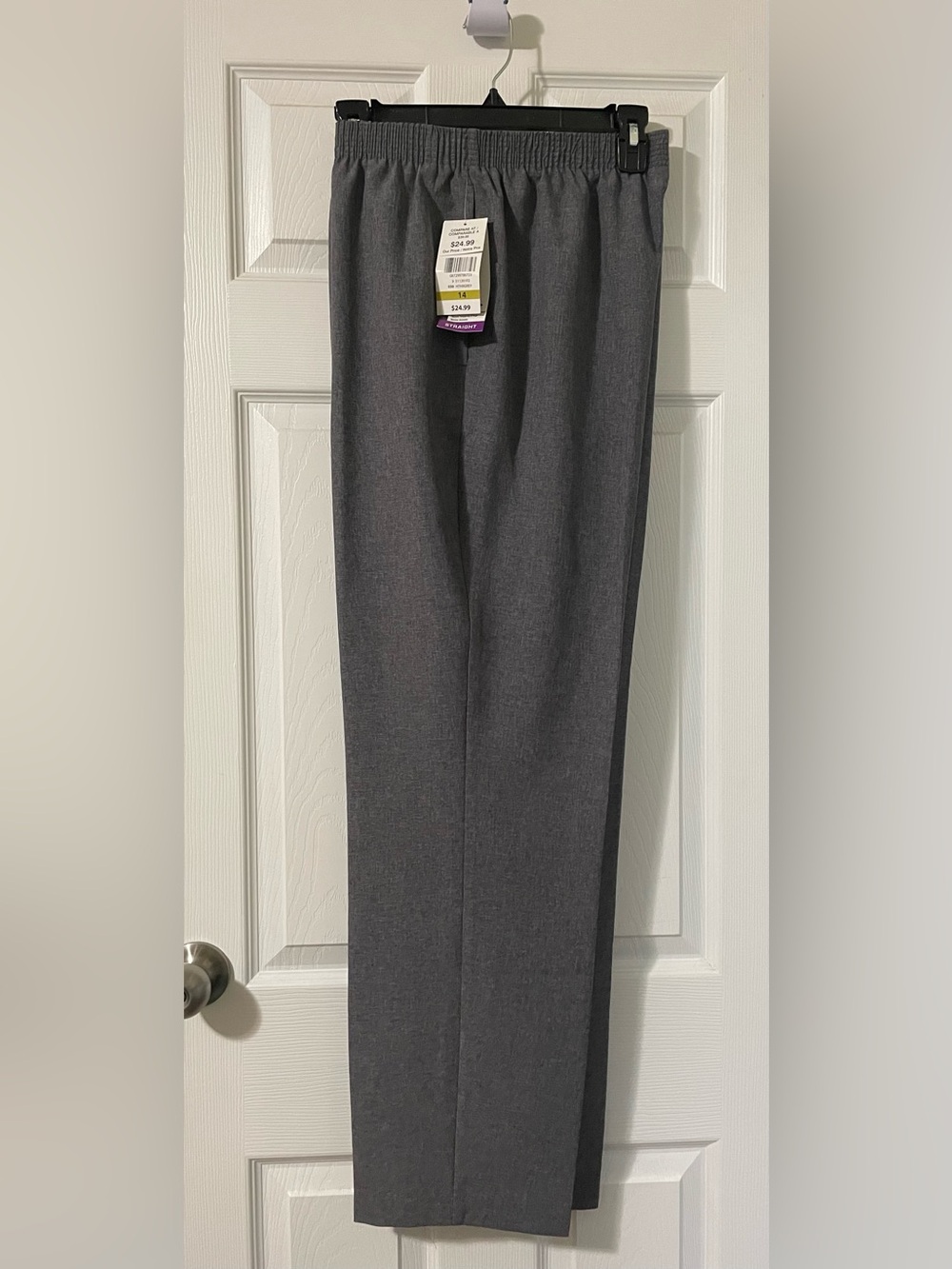 🌸 NEW Alia Grey Elastic-Waist classic Fit Straight leg  Dress Pants Size 14
